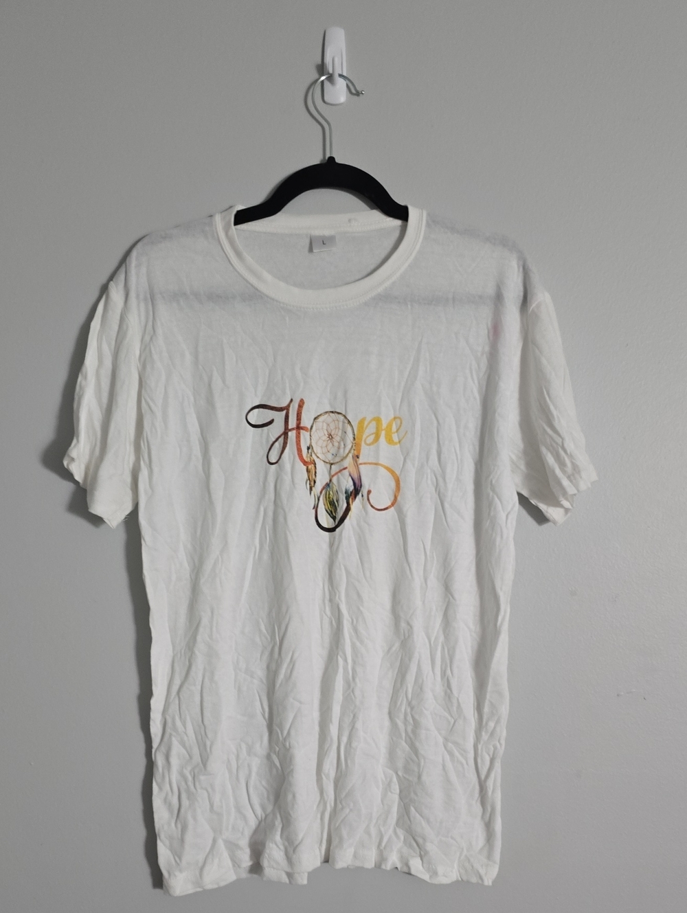 White 'Hope' Short Sleeve Tee with Dreamcatcher Graphic